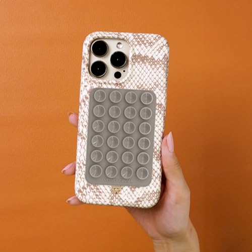 Velvet Caviar Suction Cup Phone Case Mount Compatible with MagSafe Devices Only - Magnetic Silicone Sticky Phone Grip Holder for iPhone Back of Phone - Mirror Gripper (Grey) - color: Grey