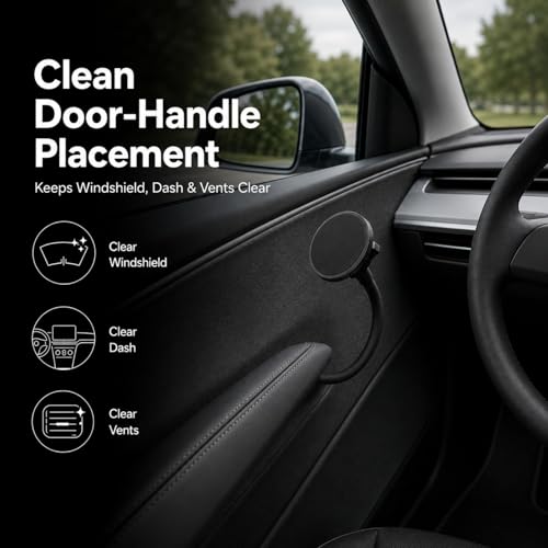 Magnetic Phone Mount Compatible with MagSafe, Designed for Model 3 Y Black