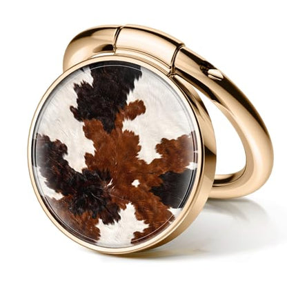 Cell Phone Ring Holder, Cute Metal Phone Grip Stand Finger Ring Kickstand, Flexible 360°Rotation Phone Tablet Case Accessories Compatible with Most Phones Brown Cowhide Print - color: Brown Cowhide Print