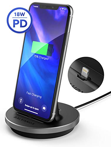 Fast Charging Power Stand for iPhone and iPad Models - MFi Certified Lightning Dock with USB-C Wall Adapter (for All iPhone 12/13 /14 Models)