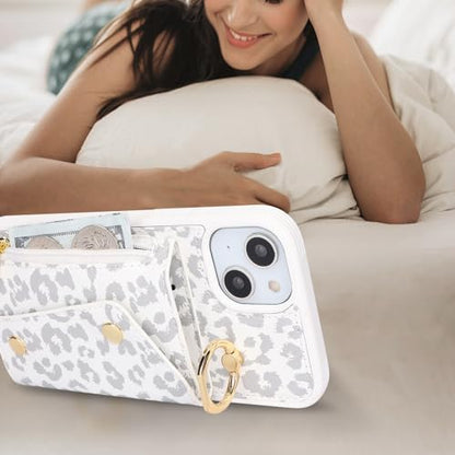 Lipvina Crossbody Wallet Case for iPhone 13,White Leopard - color: 03-White Leopard, size: iPhone 13 6.1"