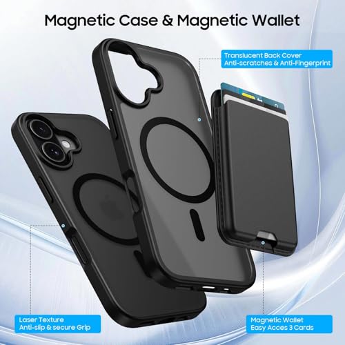 Magnetic for iPhone 17 Wallet Case with Card Holder Black | Compatible with MagSafe, Shockproof Phone Cover with Detachable RFID Blocking Credit Card Slot, Black - color: Black, size: iPhone 17