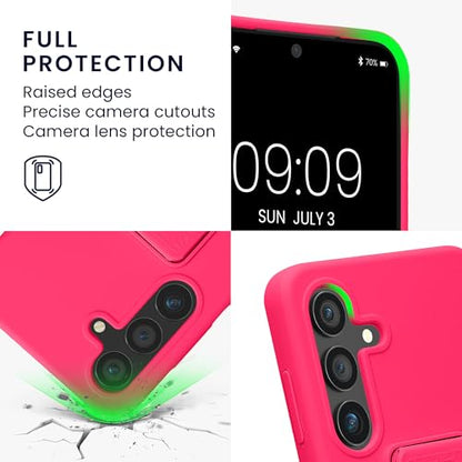 kwmobile Case for Samsung Galaxy S24 Case - Soft TPU Cover with Silicone Coating - with Hand Strap and Stand Function - Shockproof - Neon Pink - color: neon pink, size: Galaxy S24