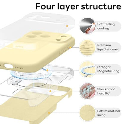 Vooii Magnetic for iPhone 17 Pro Case, Compatible with Magsafe (Premium Liquid Silicone) (Integrated Camera Control Button) Full Body Protective Anti-Scratch Microfiber Lining 6.3", Creamy Yellow - color: Creamy Yellow, size: iPhone 17 Pro