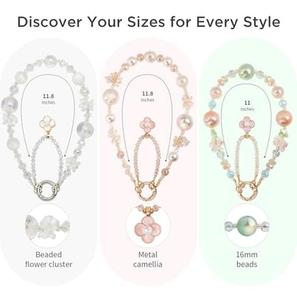 POSADINA Phone Charm for Women, Anti-Theft Phone Wrist Strap, Hands-Free & Detachable Cellphone Lanyard Chain with Tether Tab - color: Milky Gleam