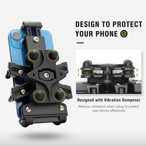nibbi Motorcycle Phone Mount with Vibration Dampener Ajustable Cell Phone Holder Handlebar for Bike Bicycle Scooter ATV Fit 4.7''-7.1'' Cell Phone - style: U-Bracket Mount
