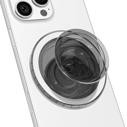 Svanove Magnetic Phone Grip Compatible with Magsafe, Mag Safe Translucent Clear Grip Collapsible Kickstand for iPhone Samsung Pixel, Cute Transparent Silicone Removable Phone Stand Holder, Black - color: Black, style: Magnetic