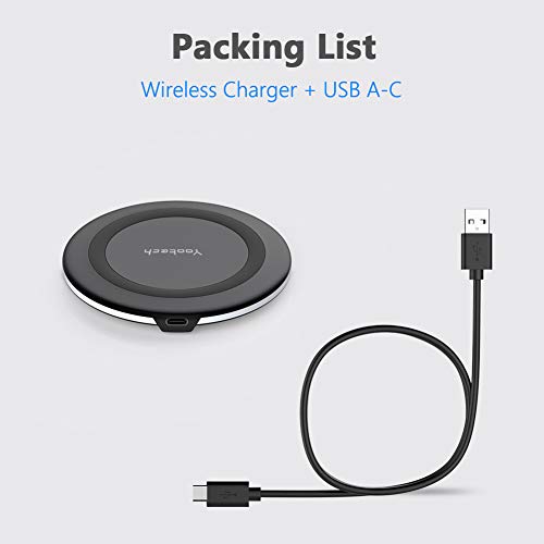 Yootech Wireless Charger,10W Max Wireless Charging Pad(No AC Adapter) | Compatible with iPhone 17/17 Pro/17 Pro Max/Air/16/15/14/13/SE 2022/12/11,Samsung Galaxy S25/S24/S23,for AirPods Pro 3 - color: Black/Black