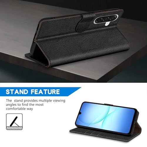ZZXX for Samsung Galaxy A17 5G Wallet Case with [RFID Blocking] Card Slot Kickstand Magnetic Closure PU Leather Flip Fold Protective Phone Case for Samsung Galaxy A17(Black-6.7 inch) - color: Black