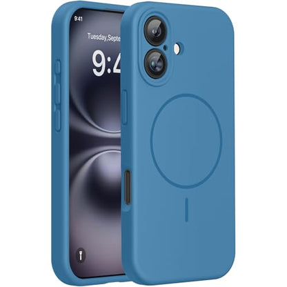 miracase Compatible with iPhone 16 Case, [Soft Anti-Scratch Microfiber Lining], Compatible with MagSafe, Liquid Silicone Case Shockproof Drop Protection Phone Case for 16,Capri Blue - color: Capri Blue, size: iPhone 16