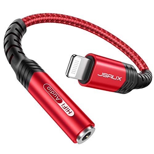JSAUX Headphone Adapter for iPhone Lightning to 3.5mm Adapter-Red - color: Red, size: 1 Pack