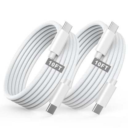 USB C to USBC Fast Charging Cable for Apple 10ft,2Pack Extra Long - color: Silver