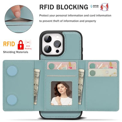 for iPhone 16 pro Wallet Case, 2-in-1 Detachable Phone Case, Card Holder RFID Blocking, Fashionable Faux Leather Card Slot & Folding Design (Blue 6.3'') - color: Blue, size: iPhone 16pro