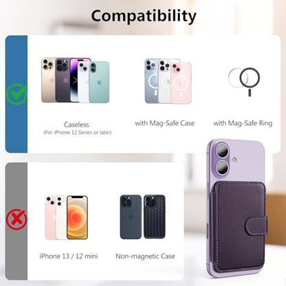 for MagSafe Wallet, Magnetic Phone Wallet RFID Blocking, 4 Card Holder - color: Purple