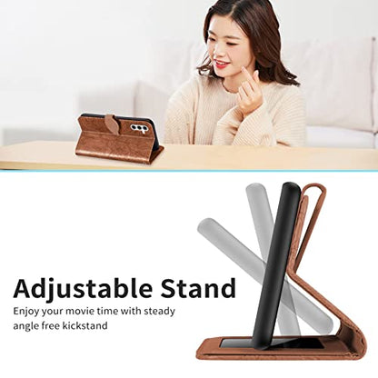 Wallet Case for Samsung Galaxy S26 2026 with Card Holder,Brown | Credit Slots, Wrist Strap, Folio Kickstand ,Shockproof TPU Shell,Magnetic Closure PU Leather Protective Phone Cover - color: Brown, size: samsung galaxy s26