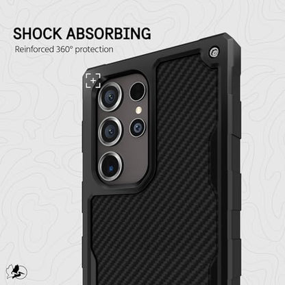 Pelican Shield - Samsung Galaxy S24 Ultra Case [6.8”] [Wireless Charging] [21ft MIL-STD Drop Protection] Phone Case for Samsung Galaxy S24 Ultra - Heavy Duty Cover w/Belt Clip Holster Stand - Carbon - color: Carbon