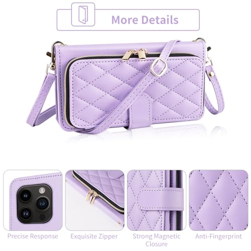 Wallet Case for iPhone 14 Pro Max 6.7 inch with Wrist Strap, Shoulder Strap, 9+ Card Slots Purse Leather Stand Cell Phone Cover for iPhone14promax 5G i Phone14Max Plus iPhone14 ProMax Purple | Wrist/Shoulder Strap, Card Slots, PU Leather Stand, Cell Phone