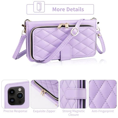 Wallet Case for iPhone 14 Pro Max 6.7 inch with Wrist Strap, Shoulder Strap, 9+ Card Slots Purse Leather Stand Cell Phone Cover for iPhone14promax 5G i Phone14Max Plus iPhone14 ProMax Purple | Wrist/Shoulder Strap, Card Slots, PU Leather Stand, Cell Phone