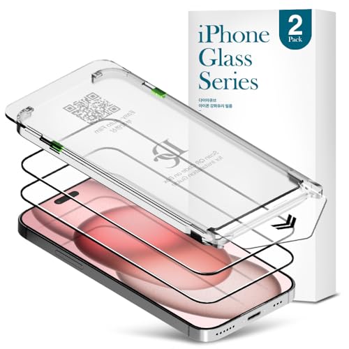 2 PACK Premium Glass Screen Protector for iPhone 15 with [Easy Auto Dust Removal Installation Kit & Bubble Free] 3D Edge Full Coverage, 9H Hardness, Scratch Resistance, Shatterproof, - size: iPhone 15