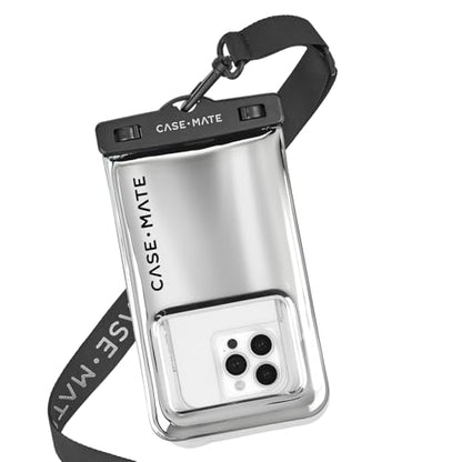 Case-Mate IP68 Waterproof Phone Pouch - Silver Chrome | Touchscreen Floating Waterproof Phone Case with Crossbody Lanyard - Fits All Phones - Beach Cruise Ship Travel Essentials - color: Silver Chrome