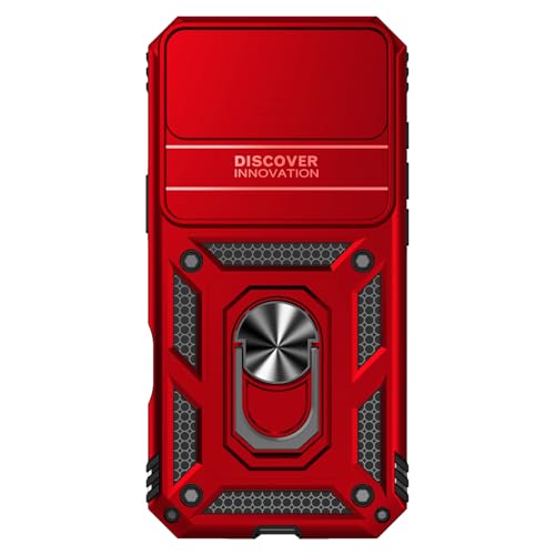 for iPhone Air Case, with Slide Camera Cover HD Screen Protector [Military Grade 16ft. Drop Tested] Ring Holder Kickstand Protective Phone Case for Apple iPhone Air 2025, Red - color: Red w/ Slide Camera 2nd gen. Military Grade
