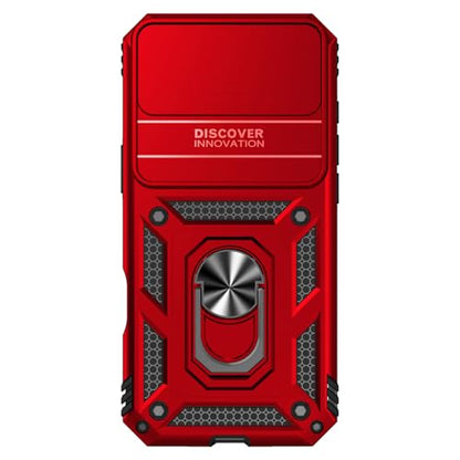 for iPhone Air Case, with Slide Camera Cover HD Screen Protector [Military Grade 16ft. Drop Tested] Ring Holder Kickstand Protective Phone Case for Apple iPhone Air 2025, Red - color: Red w/ Slide Camera 2nd gen. Military Grade