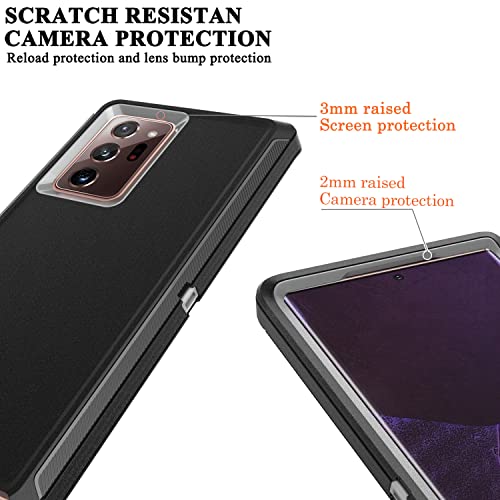YmhxcY Note 20 Ultra Case with Self Healing Flexible TPU Film[2 Pack] and Camera Lens Screen Protective Film[2 Pack], Heavy Protection Cover for Samsung Galaxy Note 20 Ultra-Black and Grey - color: SF-Black/Grey