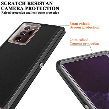 YmhxcY Note 20 Ultra Case with Self Healing Flexible TPU Film[2 Pack] and Camera Lens Screen Protective Film[2 Pack], Heavy Protection Cover for Samsung Galaxy Note 20 Ultra-Black and Grey - color: SF-Black/Grey