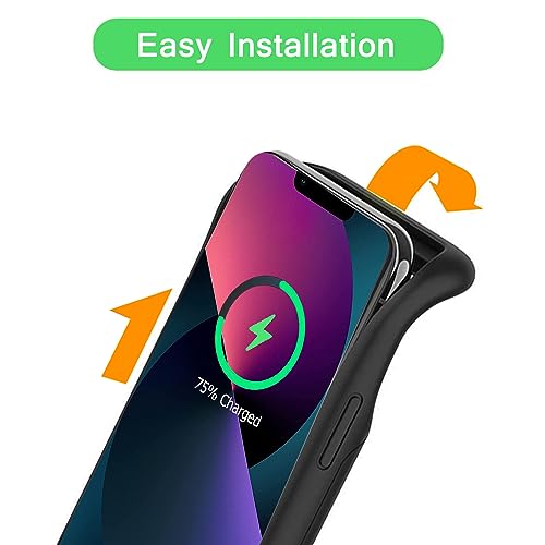 Wireless Charging Case for iPhone 13, 10000mAh High Capacity Portable Rechargeable Protective Battery Case Wireless Charging Compatible with iPhone 13 (6.1 inch) Extended Battery Charger Case (Black) - size: iPhone 13