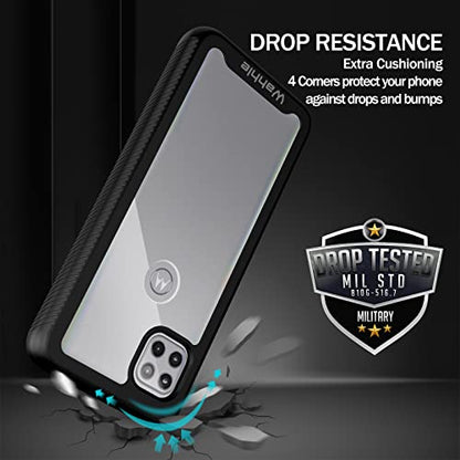 Compatible with Motorola One 5G Ace Phone Case, Built in Screen Protector Full Body Shockproof Slim Fit Bumper Protective Phone Cover for 1 5G Ace Men Women-Black/Clear - size: Motorola One 5G Ace