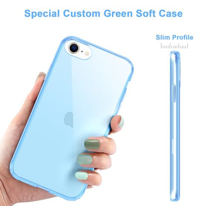 JJGoo Compatible with iPhone SE Case 2022/2020, Compatible with iPhone 7 8 Case Clear Soft Transparent Shockproof Protective Slim Thin Bumper Phone Cover, Blue - color: Blue