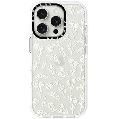 Dumkery Cute White Flowers Case Compatible with iPhone 16 Pro Max Clear Case, Floral Aesthetic Pattern, Soft TPU Shockproof Slim Cases Cover for Girls Women - size: iPhone 16 Pro Max