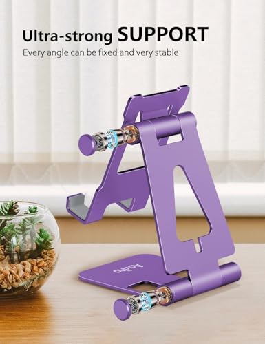 Aoviho Foldable Cell Phone Stand for Desk, Holder for iPhone,Purple - color: Purple