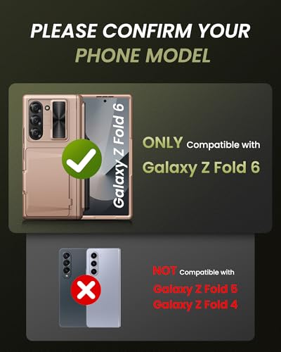 for Samsung Galaxy Z Fold 6 Case with S Pen Holder, Rose Gold - color: Rose Gold-P