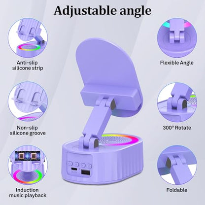 AKLLCCR Wireless Induction Bluetooth Speaker 5in1 Phone Holder Speaker - color: Purple
