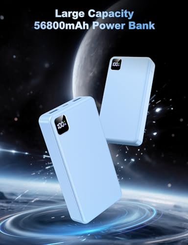 Portable Charger 56800mAh, 22.5W Fast Charging Power Bank with LED Display - color: SkyBlue