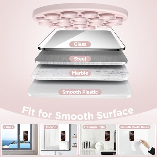 Magnetic Suction Cup Phone Mount, Compatible with MagSafe, Silicone Octo Cup Buddy Sticky Grip Holder for iPhone and Android, Removable Hands-Free Selfie/Video for TikTok, Lovely Pink - color: Lovely Pink