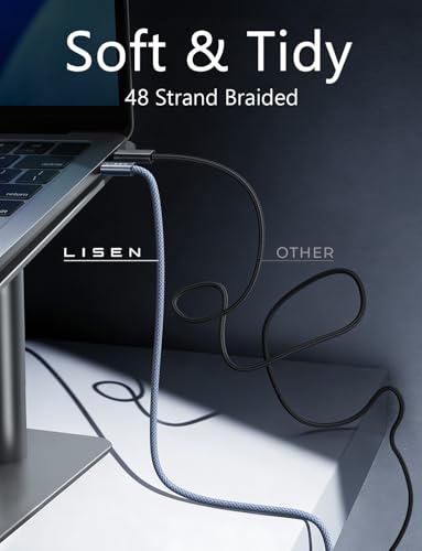 LISEN 90W USB C Car Charger & 240W C-C Cable [6.6FT, 2-Pack]