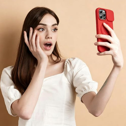 Rugged Shockproof Case for iPhone 17 Pro Max, Heavy Duty Protective Phone Case with Slide Camera Cover, 360° Rotatable Ring Stand & Magnetic Car Mount Compatible (Red,iPhone 17 Pro Max) - color: Red