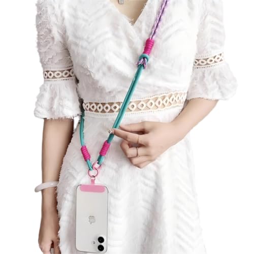 Braided Phone Crossbody Lanyard, Adjustable Neck and Wrist Strap with Quick Release Compatible with Most Smartphones - color: Wine Red