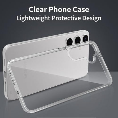 for Samsung Galaxy S24 Case Clear, Anti-Yellowing 6.2 Inches Slim Fit Heavy Duty Protection Wireless Charging Compatible Lightweight Shockproof Anti-Slip Transparent Protective Phone Cover