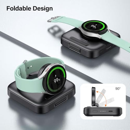 Portable Charger for Samsung Watch 8/Ultra/7/6, 1800mAh Charger for Travel - color: Black