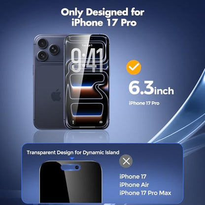 UNBREAKcable Privacy Screen Protector for iPhone 17 Pro, Full Coverage Shatterproof Tempered Glass [True 28°Anti Spy] [9H Hardness] [Easy Installation Frame] 2-Pack Private Screen for iPhone 17 Pro - size: iPhone 17 Pro