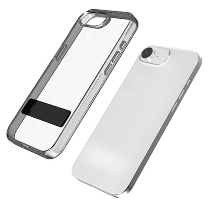 Compatible with Transparent iPhone 16e Case with Invisible Built-in Kickstand Metal Stand Shockproof TPU + Acrylic Slim Clear,Anti-Yellowing Phone Cover-Black - color: Black
