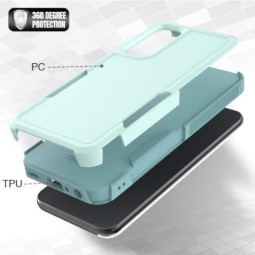 for Samsung Galaxy A25 5G Case: Dual Layer Protective Heavy Duty Cell Phone Cover Shockproof Rugged with HD Screen Protector - Military Protection Bumper Tough - Samsung Galaxy A25 5G 2024, Green - color: Mint Green (PC) + Mint Green (TPU)