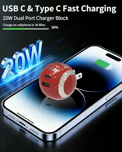 USB C Charger Block, Dual Port 20W Fast Charging Wall Charger Creative Ball Power Adapter for iPhone 17/17 Air/17 Pro/17 Pro Max/16/16 Pro/16 Pro Max/16 Plus/15/14/13/12, Galaxy, iPad, Airpods, More - color: Rugby
