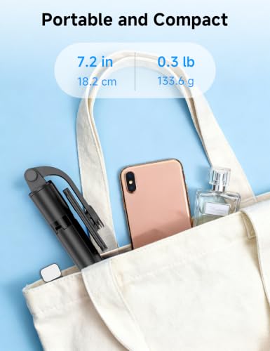 Mini Selfie Stick Travel Tripod for Cell Phone with Light, Extendable Selfie Stick for iPhone with Detachable Remote, iPhone Tripod for Video Recording, Photograph, Compatible with Cellphones - style: Black(with Light)