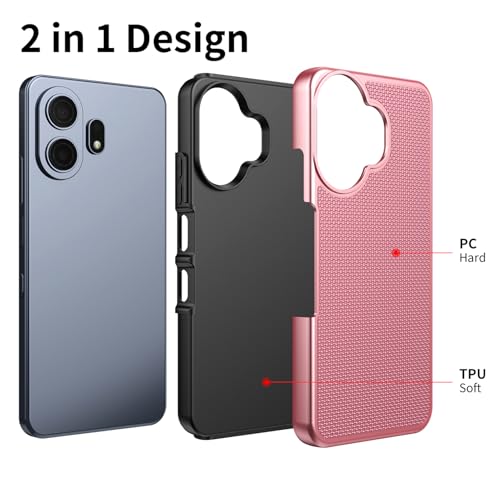 Ailiber for TCL NxtPaper 70 Pro Case, Heavy Duty&Screen Protector-Rose Gold | Elegant Premium Design, Slim PC Back & Soft Silicone Bumper, Stylish Phone Cover for Office Social Occasions and Daily Life - color: Rose Gold