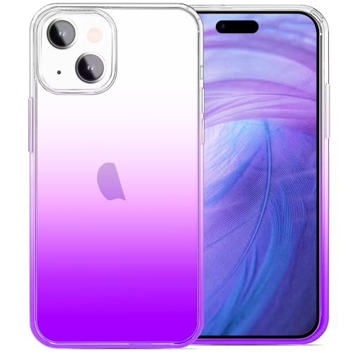 JJGoo Compatible with iPhone 15 Plus Case Clear, Soft Clear TPU Phone Cases, Shockproof Transparent Bumper Cover Slim Thin Phone Case, Gradient Purple - color: Gradient Purple