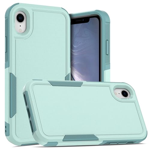 for iPhone XR Case: Dual Layer Protective Heavy Duty Cell Phone Case Shockproof Rugged Bumper Tough with Screen Protector - 16ft Military Grade Drop Tested for Appple iPhone XR (6.1 inch), Green - color: Mint Green (PC) + Mint Green (TPU)